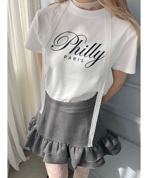 PHILLY(フィリー)の「【プチプラ\2199★】PHILLY ロゴ刺繍Tシャツ(Tシャツ/カットソー・レディース・ホワイト/ピンク/ブラック・FREE)」の2枚目の写真