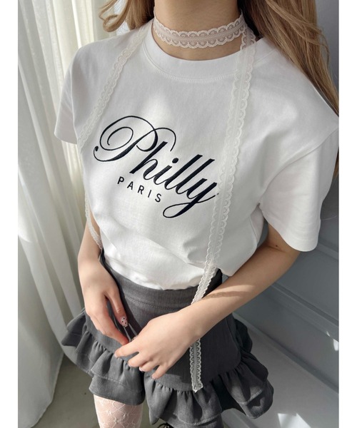 PHILLY(フィリー)の「【プチプラ\2199★】PHILLY ロゴ刺繍Tシャツ(Tシャツ/カットソー・レディース・ホワイト/ピンク/ブラック・FREE)」の5枚目の写真