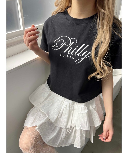 PHILLY(フィリー)の「【プチプラ\2199★】PHILLY ロゴ刺繍Tシャツ(Tシャツ/カットソー・レディース・ホワイト/ピンク/ブラック・FREE)」の12枚目の写真
