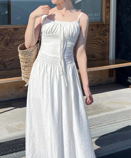 merrylatte（メリーラテ）の「バックオープンフレアキャミワンピ（ワンピース・レディース・ホワイト・FREE）」の15枚目の写真