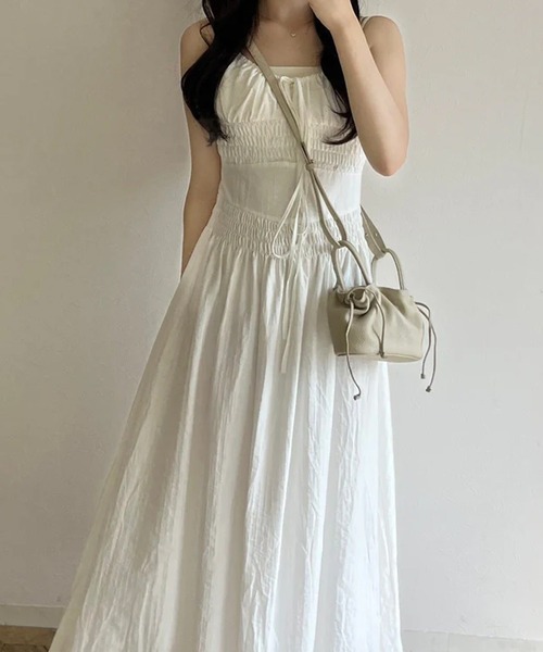 merrylatte（メリーラテ）の「バックオープンフレアキャミワンピ（ワンピース・レディース・ホワイト・FREE）」の5枚目の写真