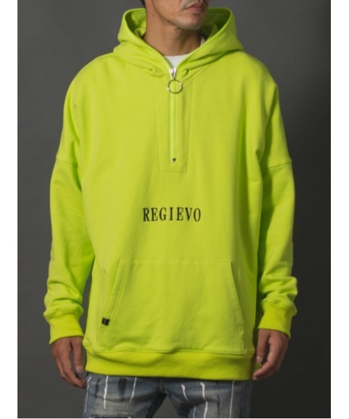 REGIEVO（レジエボ）の「【REGIEVO】ネオンカラー / ハーフジップ プルパーカー（パーカー・メンズ・ピンク/オレンジ/ライム・MEDIUM/LARGE）」の8枚目の写真