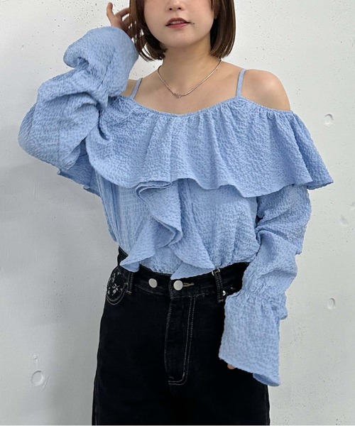 4月末までお値下げ　新品タグ付き　archivio フリル付きシャツ 40 AMBIDEX Store ○ORGANIC コットン/リネン シャツドレス(F IVORY