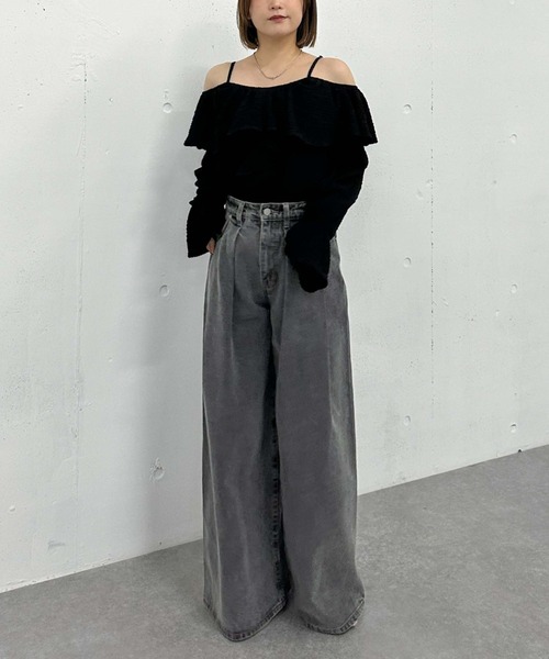 4月末までお値下げ　新品タグ付き　archivio フリル付きシャツ 40 AMBIDEX Store ○ORGANIC コットン/リネン シャツドレス(F IVORY