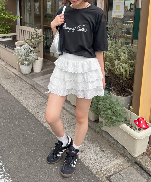 セール】コットンレースティアードミニスカート（スカート）｜CLEA