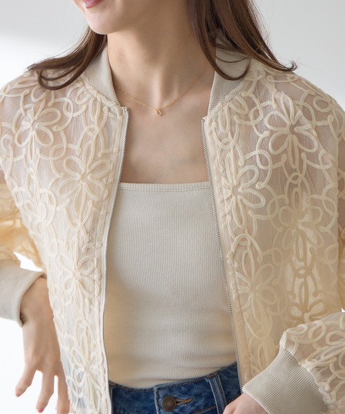 フラワー様用　23区 ブルゾン Heather ブルゾン アウター コード刺繍フラワーブルゾン 323285