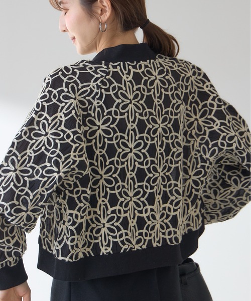 フラワー様用　23区 ブルゾン Heather ブルゾン アウター コード刺繍フラワーブルゾン 323285
