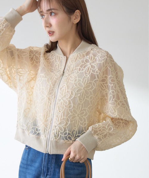 ZOZO限定】フラワーコード刺繍シアーブルゾン（ブルゾン