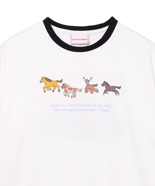 Common Noun(コモン ナウン)の「“HORSE” Midori Nakajima 半袖T(Tシャツ/カットソー・レディース・ブラック/杢グレー/ピンク/イエロー/ホワイト・L/M)」の11枚目の写真
