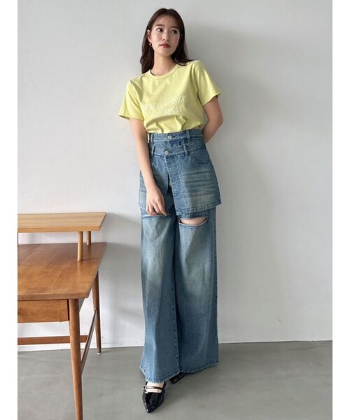 dazzlin（ダズリン）の「Optimistic PrismTシャツ（Tシャツ/カットソー・レディース・ブラック/ミント/ブルー/オフホワイト/ライトグリーン/グリーン/ピンク・FREE）」の21枚目の写真