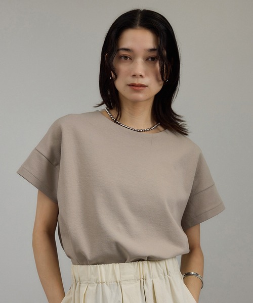 【WEB限定】フレンチスリーブポンチTシャツ［太ボーダー/無地］ SALON adam et ropé(サロン アダム エ ロペ) / 【WEB限定