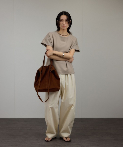 tシャツ 「WEB限定」フレンチスリーブポンチTシャツ「太ボーダー/無地」 レディース SALON adam et rope' tシャツ 「WEB限定」フレンチスリーブ