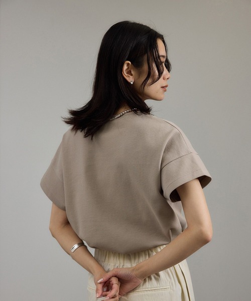 tシャツ 「WEB限定」フレンチスリーブカットソー レディース WEB限定】フレンチスリーブポンチTシャツ［太ボーダー/無地］（T