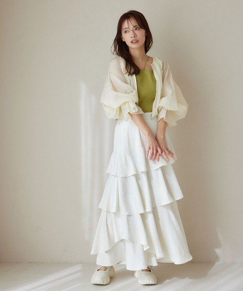 mysty woman(ミスティウーマン)の「ストリング2WAYリブタンク 290752(タンクトップ・レディース・ブラック/オフホワイト/ライトグリーン/モカ・FREE)」の6枚目の写真