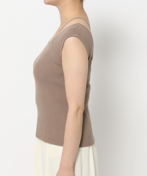 mysty woman(ミスティウーマン)の「ストリング2WAYリブタンク 290752(タンクトップ・レディース・ブラック/オフホワイト/ライトグリーン/モカ・FREE)」の21枚目の写真