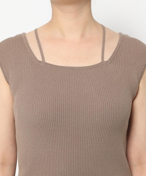 mysty woman(ミスティウーマン)の「ストリング2WAYリブタンク 290752(タンクトップ・レディース・ブラック/オフホワイト/ライトグリーン/モカ・FREE)」の19枚目の写真