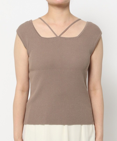 mysty woman(ミスティウーマン)の「ストリング2WAYリブタンク 290752(タンクトップ・レディース・ブラック/オフホワイト/ライトグリーン/モカ・FREE)」の15枚目の写真