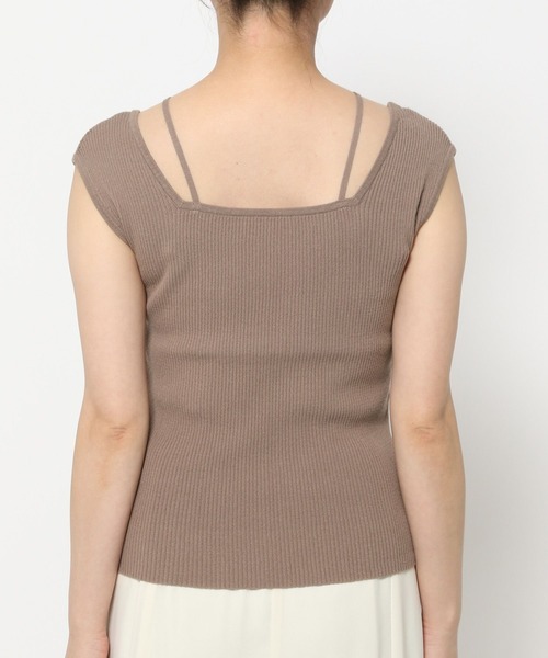 mysty woman(ミスティウーマン)の「ストリング2WAYリブタンク 290752(タンクトップ・レディース・ブラック/オフホワイト/ライトグリーン/モカ・FREE)」の14枚目の写真