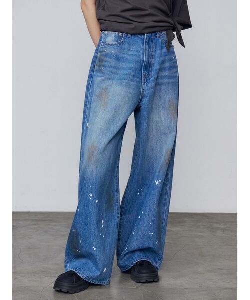 EMODA(エモダ)の「ペインティングライクルーズジーンズ(デニムパンツ・レディース・ブラック/ライトブルー・SMALL/MEDIUM)」の1枚目の写真