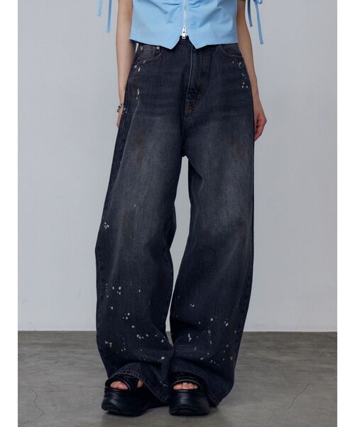 EMODA(エモダ)の「ペインティングライクルーズジーンズ(デニムパンツ・レディース・ブラック/ライトブルー・SMALL/MEDIUM)」の10枚目の写真