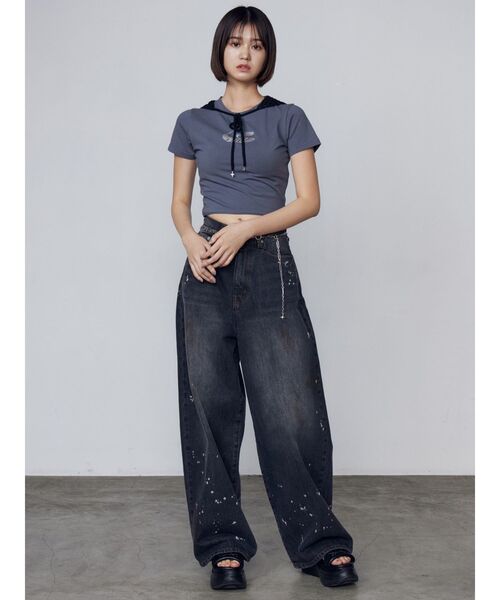 EMODA(エモダ)の「ペインティングライクルーズジーンズ(デニムパンツ・レディース・ブラック/ライトブルー・SMALL/MEDIUM)」の15枚目の写真