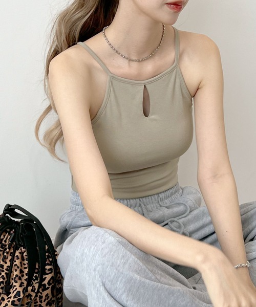 Futier land（フューティアランド）の「カップ付きアメスリキャミ（キャミソール・レディース・ブラック/ホワイト/ライトカーキ・FREE）」の3枚目の写真