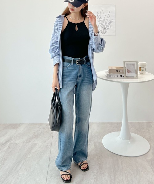 Futier land（フューティアランド）の「カップ付きアメスリキャミ（キャミソール・レディース・ブラック/ホワイト/ライトカーキ・FREE）」の6枚目の写真