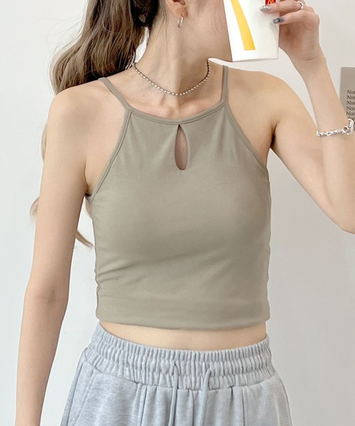 Futier land（フューティアランド）の「カップ付きアメスリキャミ（キャミソール・レディース・ブラック/ホワイト/ライトカーキ・FREE）」の7枚目の写真