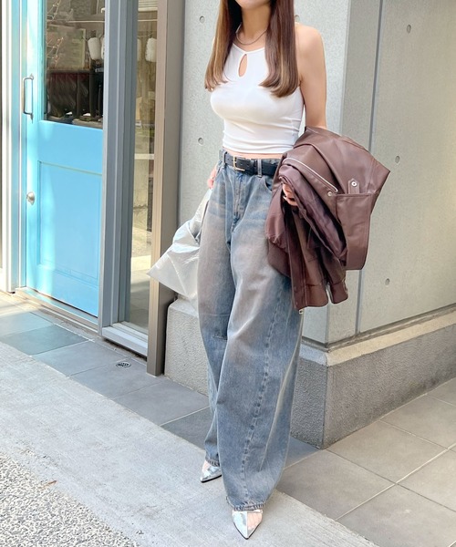 Futier land（フューティアランド）の「カップ付きアメスリキャミ（キャミソール・レディース・ブラック/ホワイト/ライトカーキ・FREE）」の12枚目の写真