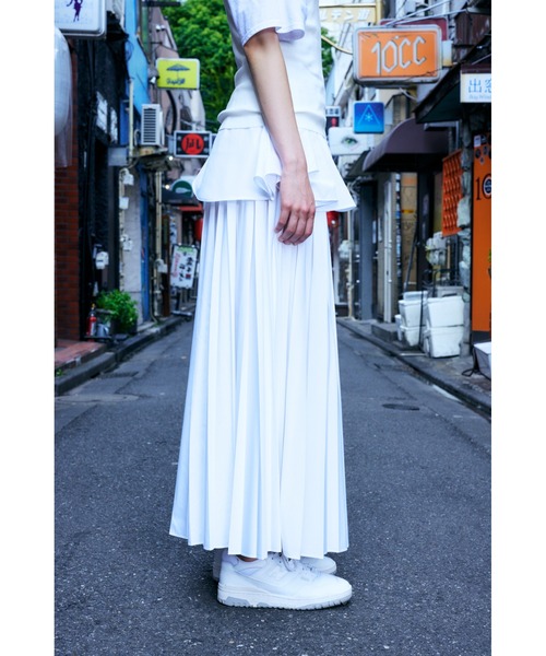 新品タグなし【ENFOLD】BOX－PLEATS SKIRT プリーツスカート SOLOTEXサテン ボックスプリーツスカート（スカート）｜ENFOLD
