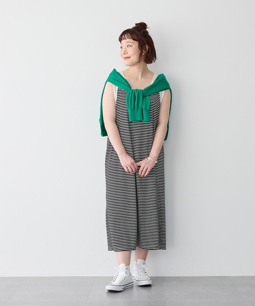 anyfee(エニフィー)の「【anyfee/プラスサイズ】TシャツSETレイヤードキャミワンピース/アンサンブル(ワンピース・レディース・ネイビー/グリーン/ブラック・3L/5L/LL/4L)」の2枚目の写真