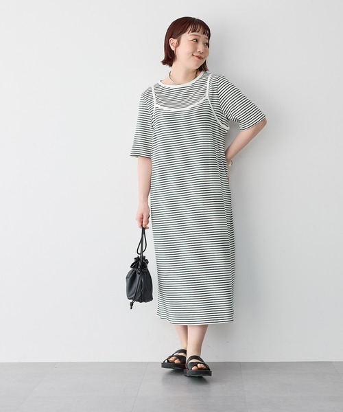 anyfee(エニフィー)の「【anyfee/プラスサイズ】TシャツSETレイヤードキャミワンピース/アンサンブル(ワンピース・レディース・ネイビー/グリーン/ブラック・3L/5L/LL/4L)」の16枚目の写真