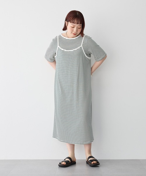 anyfee(エニフィー)の「【anyfee/プラスサイズ】TシャツSETレイヤードキャミワンピース/アンサンブル(ワンピース・レディース・ネイビー/グリーン/ブラック・3L/5L/LL/4L)」の20枚目の写真