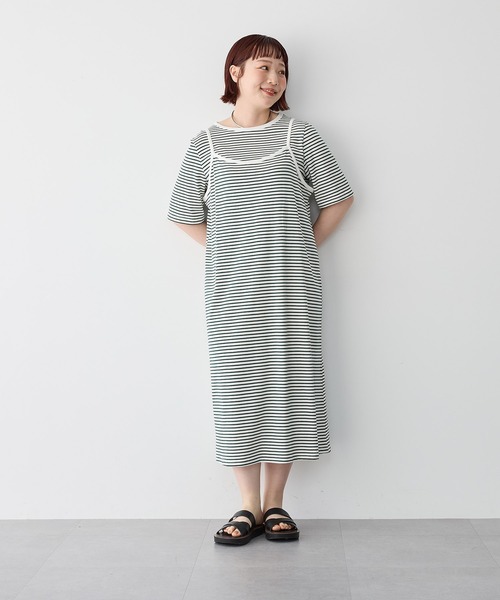anyfee(エニフィー)の「【anyfee/プラスサイズ】TシャツSETレイヤードキャミワンピース/アンサンブル(ワンピース・レディース・ネイビー/グリーン/ブラック・3L/5L/LL/4L)」の21枚目の写真