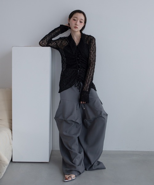 VACANCY（ヴァカンシー）の「変形スナップスラックスパンツ（スラックス・レディース・グレー/ブラック・SMALL/LARGE/MEDIUM）」の3枚目の写真