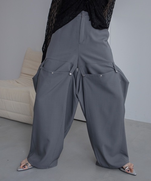 VACANCY（ヴァカンシー）の「変形スナップスラックスパンツ（スラックス・レディース・グレー/ブラック・SMALL/LARGE/MEDIUM）」の18枚目の写真