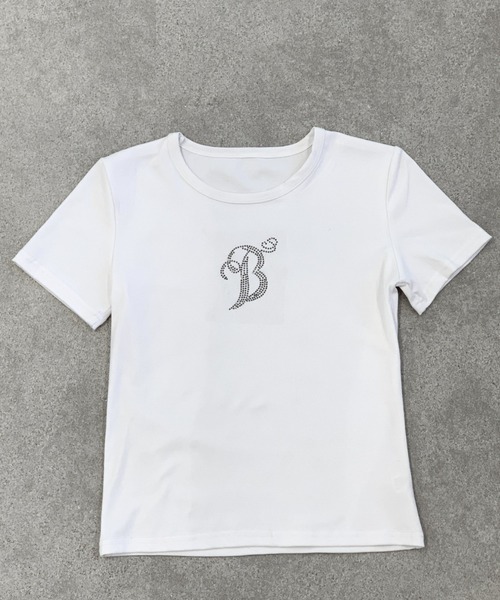 lilful（リルフル）の「羽モチーフ ラインストーン バックデザイン コンパクトTシャツ（Tシャツ/カットソー・レディース・ホワイト/グレー/ブラック・S/M）」の4枚目の写真