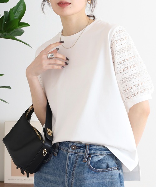 BRODIAEA(ブローディア)の「BRODIAEA 袖レース切り替えカットソー 半袖(Tシャツ/カットソー・レディース・ベージュ/ブラック/オフホワイト・40)」の17枚目の写真
