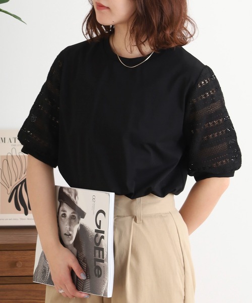 BRODIAEA(ブローディア)の「BRODIAEA 袖レース切り替えカットソー 半袖(Tシャツ/カットソー・レディース・ベージュ/ブラック/オフホワイト・40)」の21枚目の写真