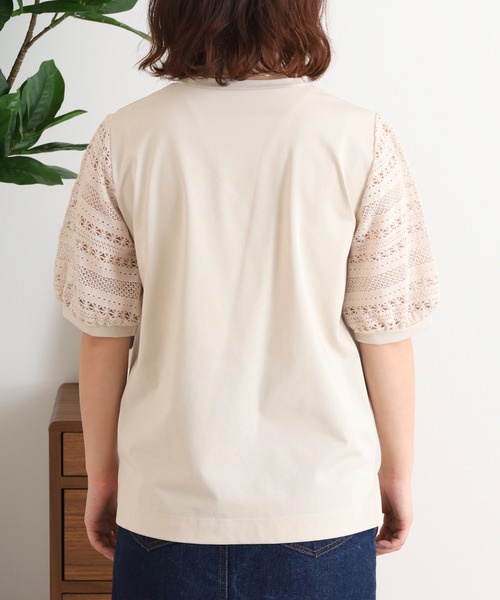 BRODIAEA(ブローディア)の「BRODIAEA 袖レース切り替えカットソー 半袖(Tシャツ/カットソー・レディース・ベージュ/ブラック/オフホワイト・40)」の12枚目の写真