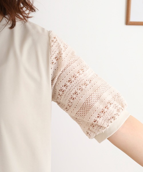 BRODIAEA(ブローディア)の「BRODIAEA 袖レース切り替えカットソー 半袖(Tシャツ/カットソー・レディース・ベージュ/ブラック/オフホワイト・40)」の15枚目の写真