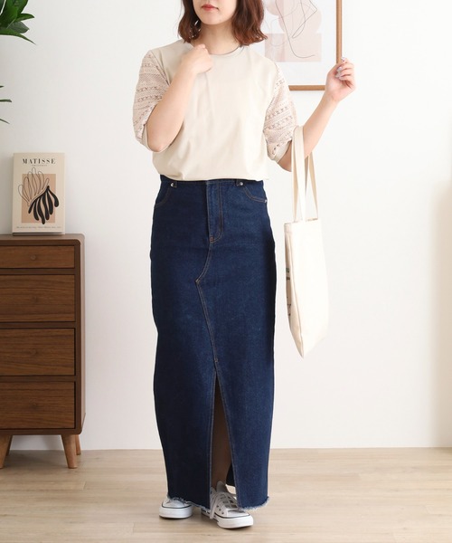 BRODIAEA(ブローディア)の「BRODIAEA 袖レース切り替えカットソー 半袖(Tシャツ/カットソー・レディース・ベージュ/ブラック/オフホワイト・40)」の9枚目の写真