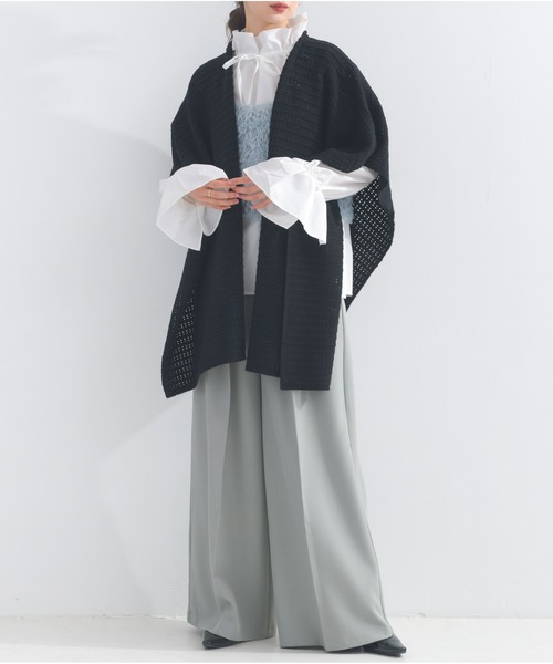 OandI(オーアンドアイ)の「ボタンフライハイウエストワイドパンツ(その他パンツ・レディース・チャコールグレー/ブラック/ホワイト/ライトグレー・FREE)」の9枚目の写真