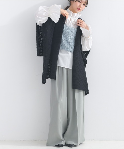 OandI(オーアンドアイ)の「ボタンフライハイウエストワイドパンツ(その他パンツ・レディース・チャコールグレー/ブラック/ホワイト/ライトグレー・FREE)」の10枚目の写真