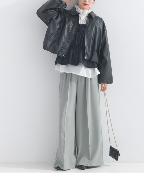 OandI(オーアンドアイ)の「ボタンフライハイウエストワイドパンツ(その他パンツ・レディース・チャコールグレー/ブラック/ホワイト/ライトグレー・FREE)」の12枚目の写真