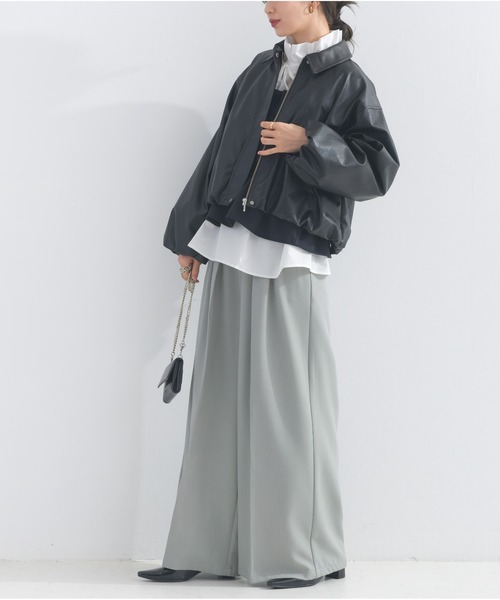 OandI(オーアンドアイ)の「ボタンフライハイウエストワイドパンツ(その他パンツ・レディース・チャコールグレー/ブラック/ホワイト/ライトグレー・FREE)」の14枚目の写真