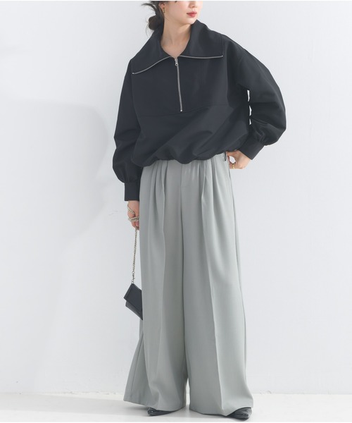 OandI(オーアンドアイ)の「ボタンフライハイウエストワイドパンツ(その他パンツ・レディース・チャコールグレー/ブラック/ホワイト/ライトグレー・FREE)」の15枚目の写真