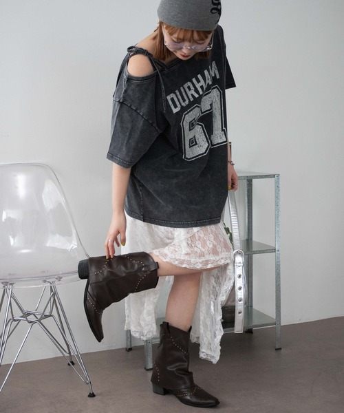 WEGO(ウィゴー)の「WEGO/2WAYグラフィックワンショルBIGT(Tシャツ/カットソー・レディース・その他4/ホワイト/その他1/その他2/その他3/その他5/ネイビー/その他8/その他7/その他6/その他10/その他9/その他12/ブラウン/その他11・FREE)」の16枚目の写真