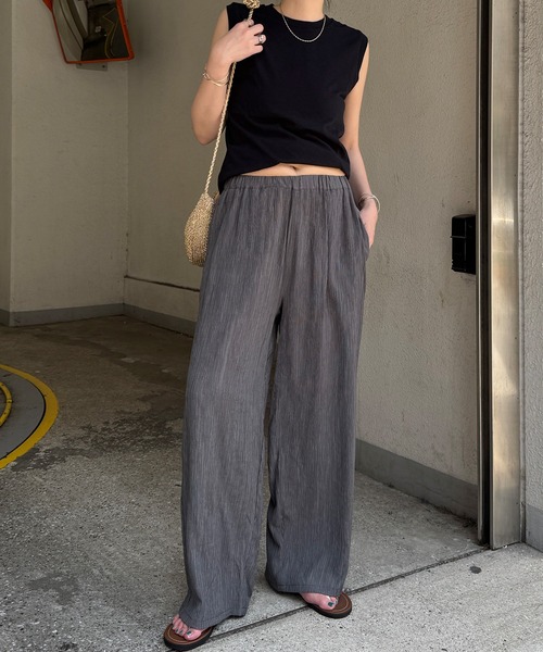 LBC（エルビーシー）の「美脚可能★エアプリーツワイドイージーパンツ（その他パンツ・レディース・ブラック/ベージュ/ダークオリーブ/チャコールグレー/その他26・M/L）」の6枚目の写真