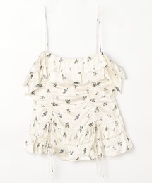GANNI | GANNI/ガニー Printed Satin Slip Top / W0274 / 小花柄 フリルギャザー キャミソールトップス(キャミソール)